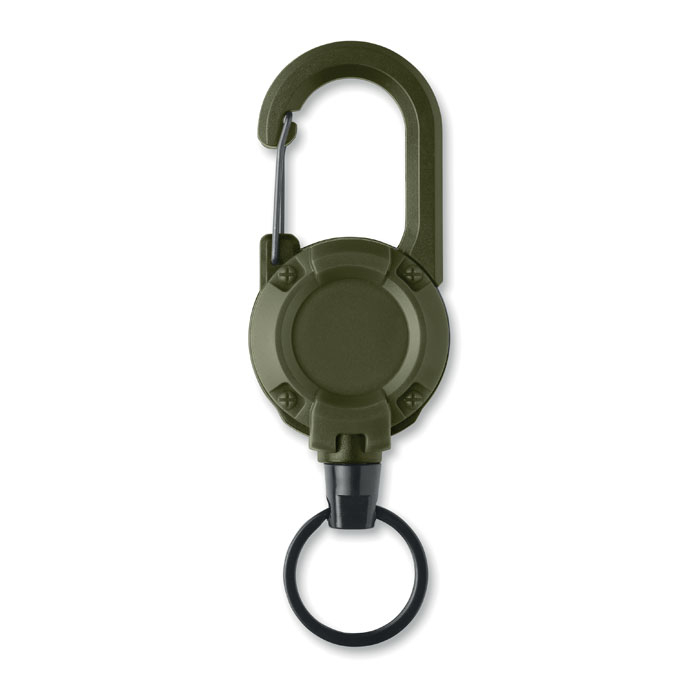 Porte-badge rétractable promotionnel à mousqueton Stiba vert armée vert